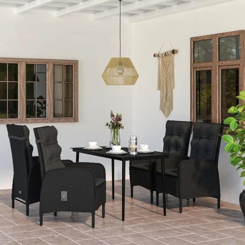 Prolenta Premium - Ensemble À Manger De Jardin Avec Coussins 5 Pcs Noir