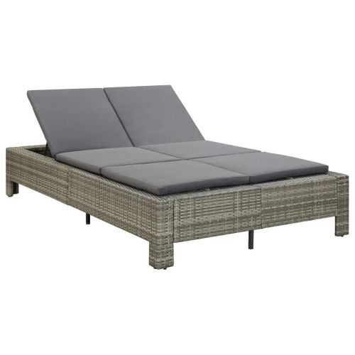 Prolenta Premium - Transat À 2 Places Avec Coussin Gris Résine Tressée