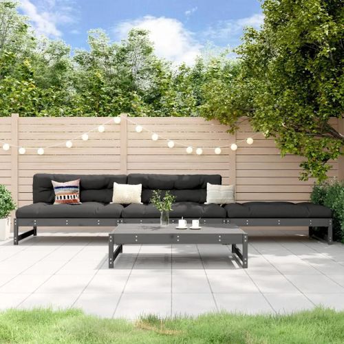 Prolenta Premium - Salon De Jardin 4 Pcs Gris Bois Massif De Pin