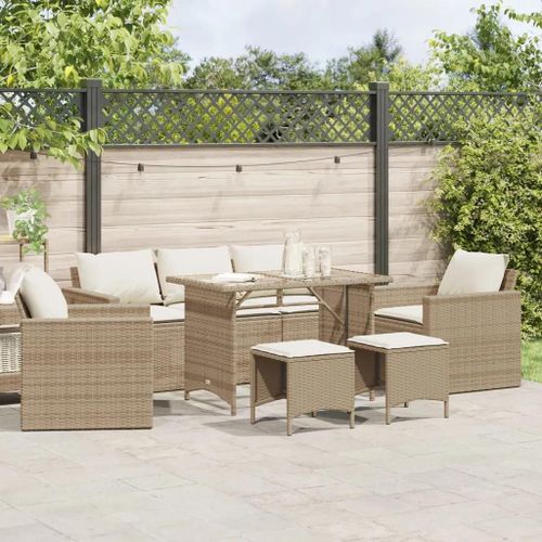 Prolenta Premium - Salon De Jardin Avec Coussins 6 Pcs Beige Résine Tressée
