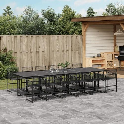 Prolenta Premium - Ensemble À Manger De Jardin 13 Pcs Noir Résine Tressée