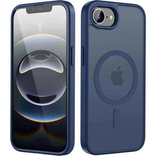 Coque Pour Iphone 16e, Protection Antichoc Anti-Rayures Avec Anneau Magnétique - Bleu Marine - E.F.Connection