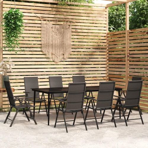 Prolenta Premium - Ensemble À Manger De Jardin 9 Pcs Noir