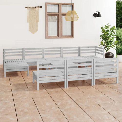 Prolenta Premium - Salon De Jardin 11 Pcs Blanc Bois De Pin Massif