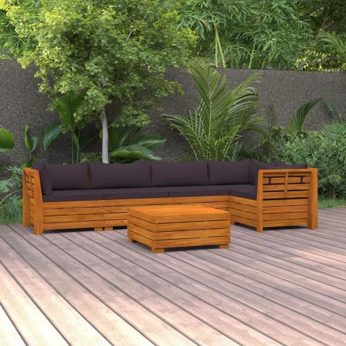 Prolenta Premium - Salon De Jardin 6 Pcs Avec Coussins Bois D'acacia Solide
