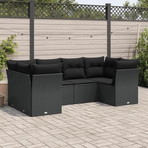 Prolenta Premium - Salon De Jardin 6 Pcs Avec Coussins Noir Résine Tressée