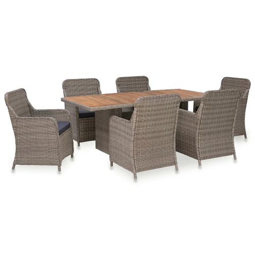 Prolenta Premium - Ensemble À Manger D'extérieur 7pcs Avec Coussins Résine Tressée
