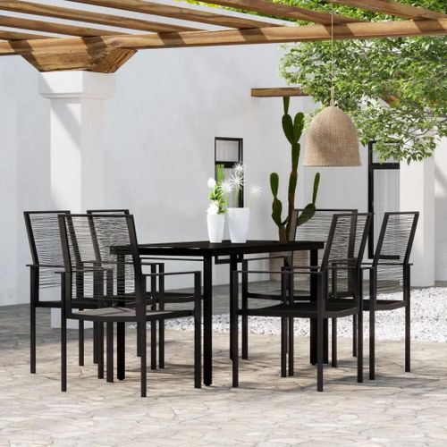 Prolenta Premium - Ensemble À Manger De Jardin 7 Pcs Noir