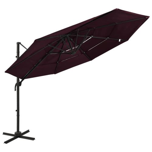 Prolenta Premium - Parasol De Jardin À 4 Niveaux Mât En Aluminium Rouge Bordeaux