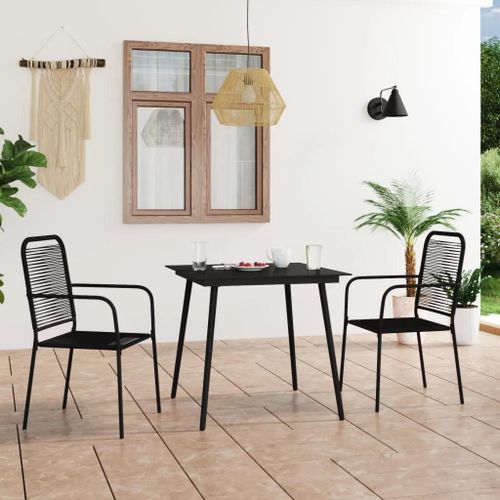 Prolenta Premium - Ensemble À Manger De Jardin 3 Pcs Corde En Coton Et Acier Noir
