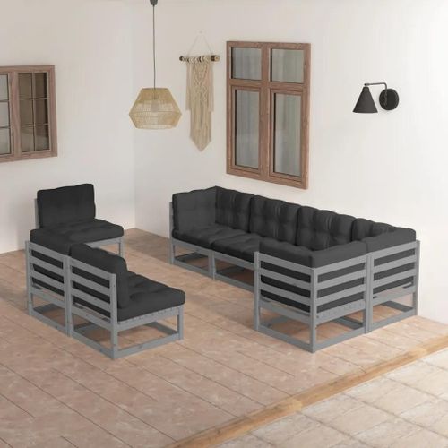Prolenta Premium - Salon De Jardin 8 Pcs Avec Coussins Bois De Pin Massif