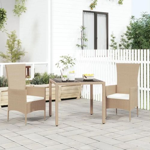 Prolenta Premium - Table De Jardin Plateau En Verre Résine Tressée Verre Trempé