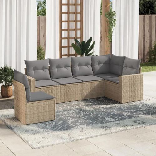 Prolenta Premium - Salon De Jardin Avec Coussins 6 Pcs Beige Résine Tressée
