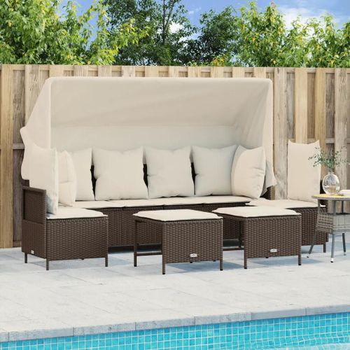 Prolenta Premium - Salon De Jardin Avec Coussins 5 Pcs Marron Résine Tressée
