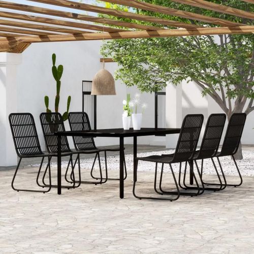 Prolenta Premium - Ensemble À Manger De Jardin 7 Pcs Noir