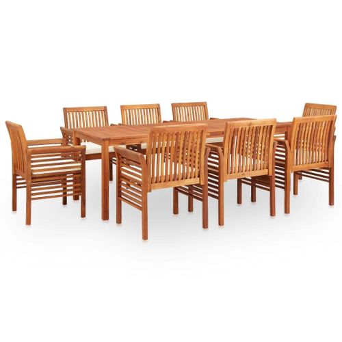 Prolenta Premium - Ensemble À Manger D'extérieur 9 Pcs Et Coussins Acacia Solide