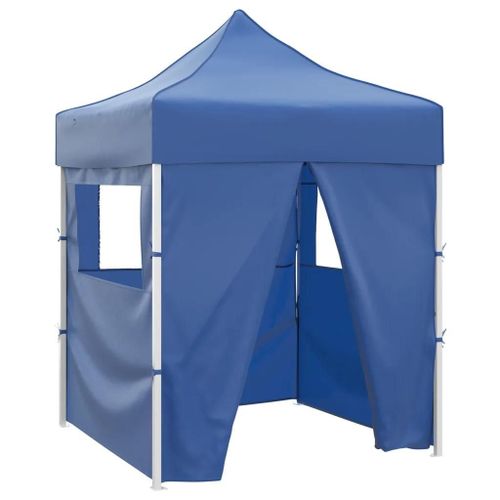 Prolenta Premium - Tente De Réception Pliable Avec 4 Parois 2x2 M Acier Bleu