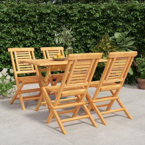 Prolenta Premium - Ensemble À Manger De Jardin 5 Pcs Bois De Teck Massif