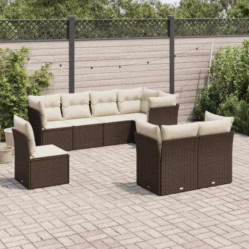 Prolenta Premium - Salon De Jardin 8 Pcs Avec Coussins Marron Résine Tressée