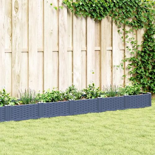 Prolenta Premium - Jardinière Avec Piquets Bleu Gris 362,5x42,5x28,5 Cm Pp