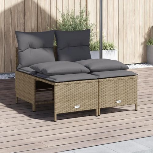 Prolenta Premium - Salon De Jardin Avec Coussins 4 Pcs Beige Résine Tressée