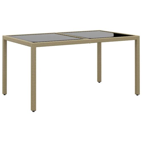 Prolenta Premium - Table De Jardin 150x90x75 Cm Verre Trempé/Résine Tressée Beige