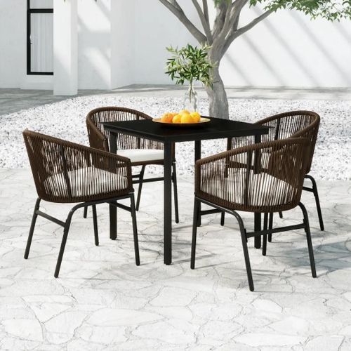 Prolenta Premium - Ensemble À Manger De Jardin 5 Pcs Marron