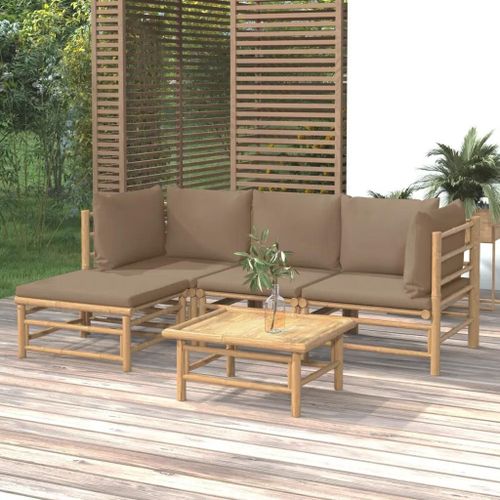 Prolenta Premium - Salon De Jardin 5 Pcs Avec Coussins Taupe Bambou