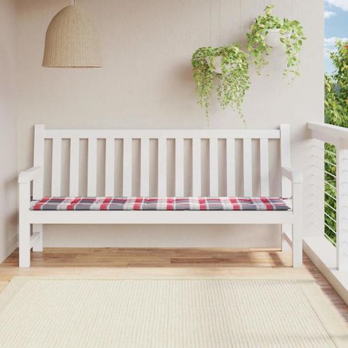 Prolenta Premium - Coussin De Banc De Jardin Motif À Carreaux Rouges 200x50x4 Cm