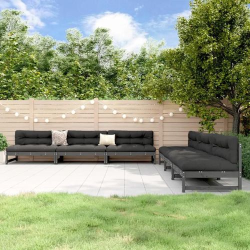 Prolenta Premium - Salon De Jardin 6 Pcs Gris Bois De Pin Massif