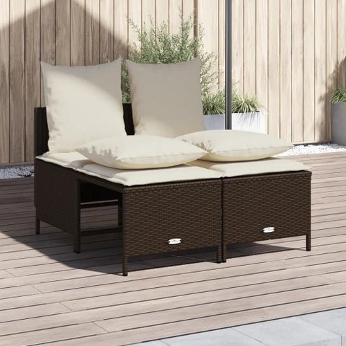 Prolenta Premium - Salon De Jardin 4 Pcs Avec Coussins Marron Résine Tressée