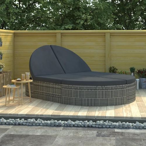 Prolenta Premium - Chaise Longue À 2 Places Avec Coussins Résine Tressée Gris