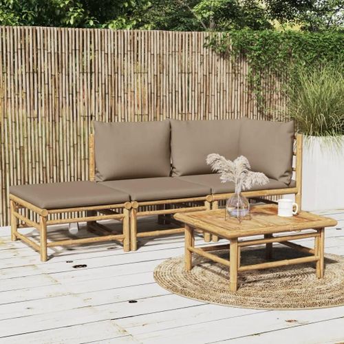 Prolenta Premium - Salon De Jardin 3 Pcs Avec Coussins Taupe Bambou