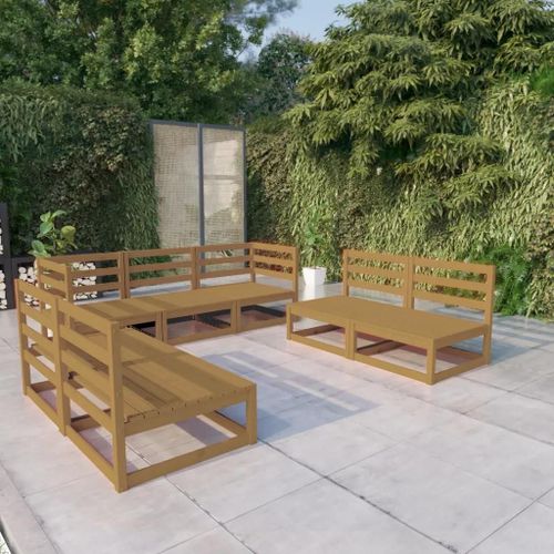 Prolenta Premium - Salon De Jardin 7 Pcs Marron Miel Bois De Pin Massif