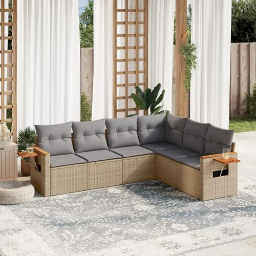 Prolenta Premium - Salon De Jardin Avec Coussins 6 Pcs Beige Résine Tressée