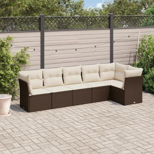 Prolenta Premium - Salon De Jardin Avec Coussins 6 Pcs Marron Résine Tressée