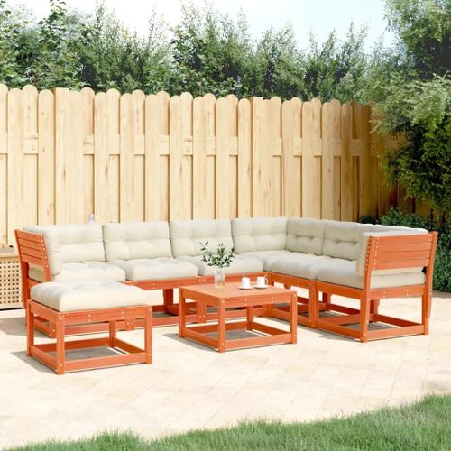 Prolenta Premium - Salon De Jardin 7 Pcs Avec Coussins Cire Marron Bois Pin Massif
