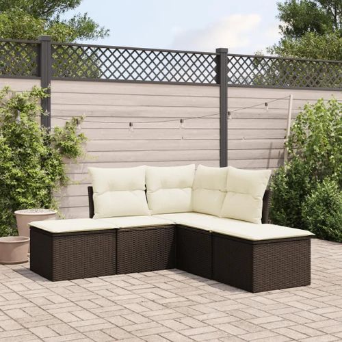 Prolenta Premium - Salon De Jardin Avec Coussins 5 Pcs Marron Résine Tressée