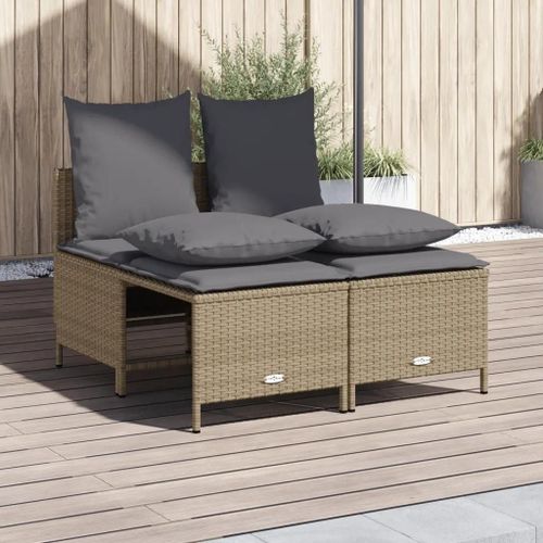Prolenta Premium - Salon De Jardin Avec Coussins 4 Pcs Beige Résine Tressée