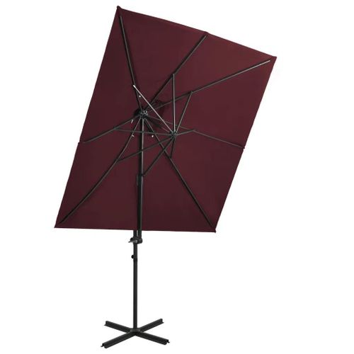 Prolenta Premium - Parasol De Jardin En Porte-À-Faux À Double Toit Rouge Bordeaux