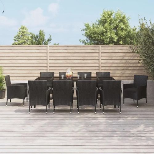 Prolenta Premium - Ensemble À Manger De Jardin 11 Pcs Coussins Noir Résine Tressée