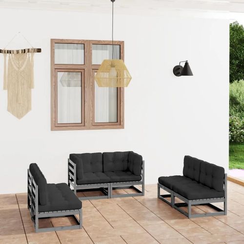 Prolenta Premium - Salon De Jardin 6 Pcs Avec Coussins Bois De Pin Massif