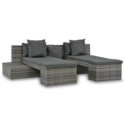 Prolenta Premium - Salon De Jardin 4 Pcs Avec Coussins Résine Tressée Gris