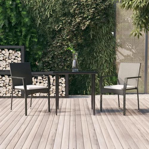 Prolenta Premium - Ensemble À Manger De Jardin Avec Coussins 3 Pcs Noir