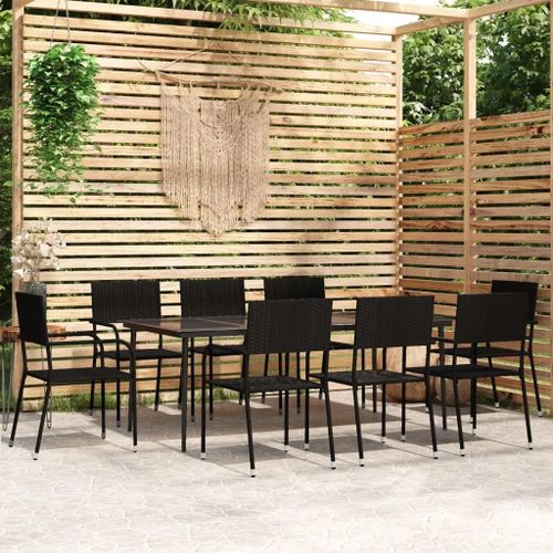 Prolenta Premium - Ensemble À Manger De Jardin 9 Pcs Noir