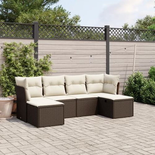 Prolenta Premium - Salon De Jardin Avec Coussins 6 Pcs Marron Résine Tressée