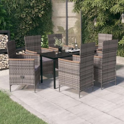 Prolenta Premium - Ensemble À Manger De Jardin Avec Coussins 7 Pcs Gris