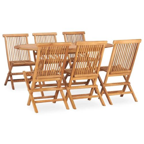 Prolenta Premium - Ensemble À Manger D'extérieur Pliable 7 Pcs Bois Solide De Teck