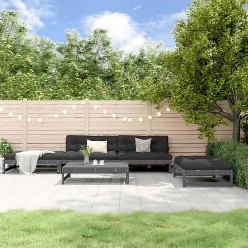 Prolenta Premium - Salon De Jardin 5 Pcs Gris Bois Massif De Pin