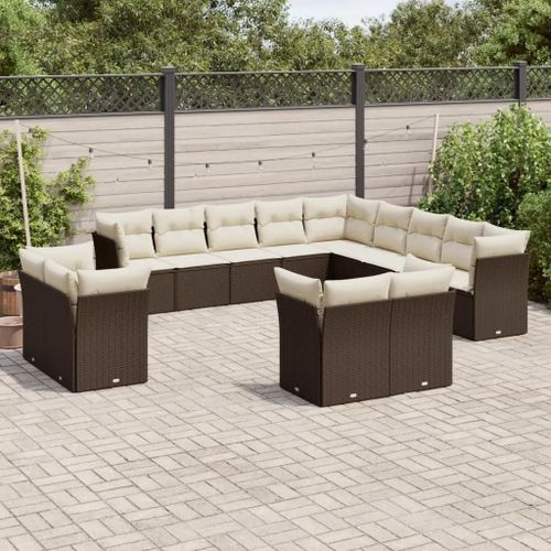 Prolenta Premium - Salon De Jardin Avec Coussins 13 Pcs Marron Résine Tressée